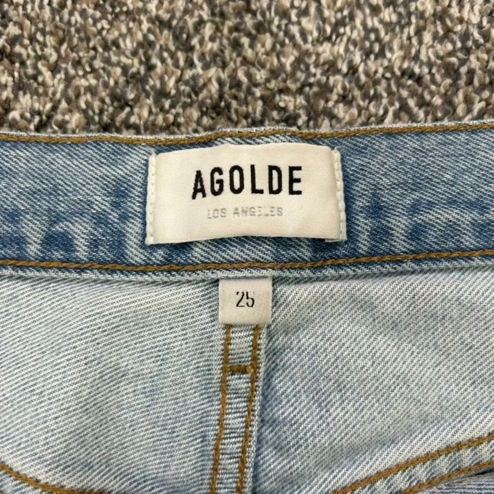 Agolde Womens 25 Riley High Rise Straight Leg Fit Jeans Light Blue Denim Casual - Picture 5 of 13